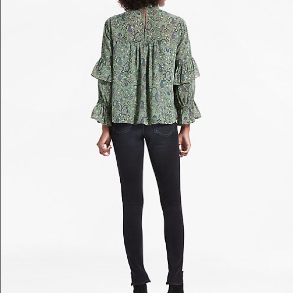 Lucky Brand High Neck Green Chiffon Blouse - Picture 3 of 4